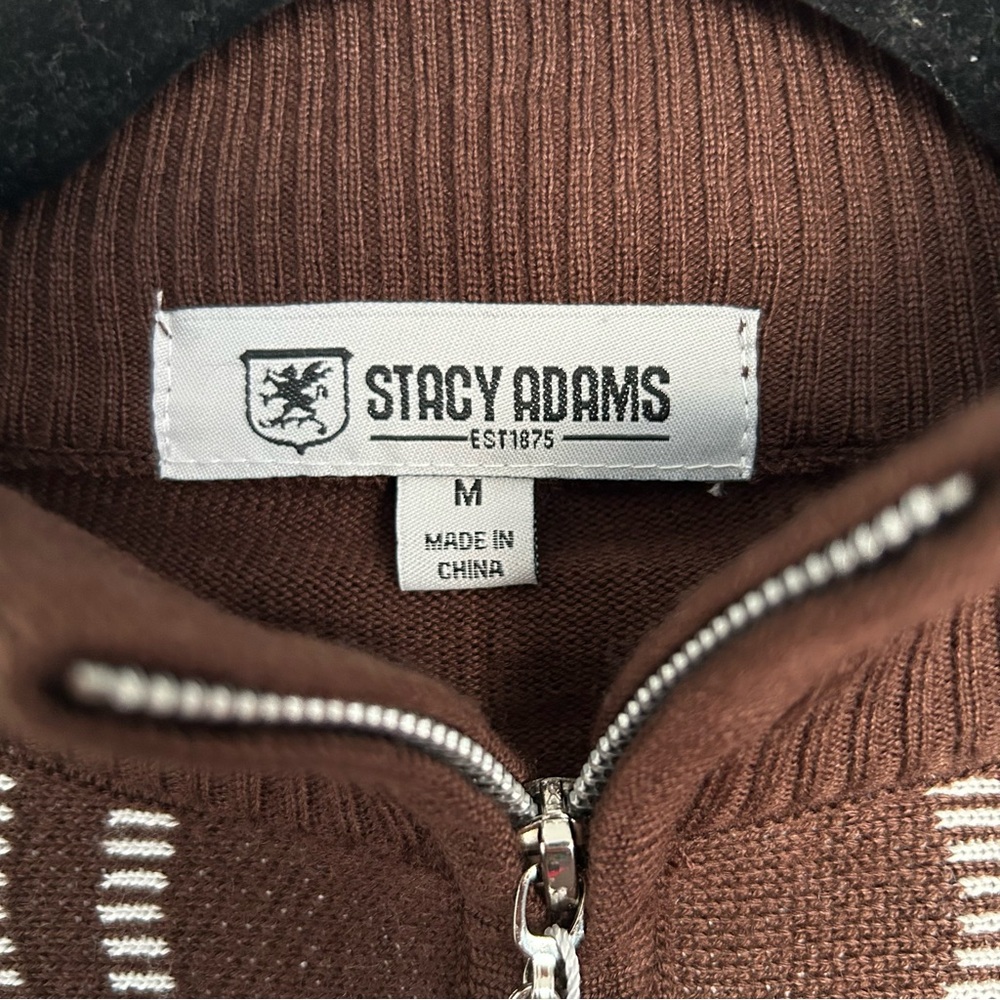 Stacy Adams Men’s Sweater Half Zip Medium Geometric Pullover - Picture 3 of 9